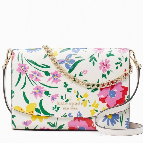 New Kate Spade Carson Garden Bouquet Convertible Crossbody Cream Multi - Picture 1 of 6